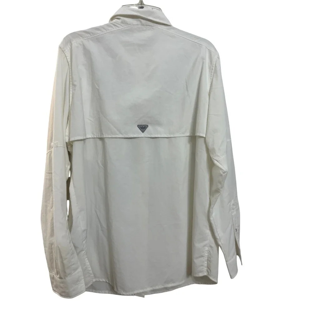 Columbia PFG Long Sleeve Fishing Shirt Mens Large White Vented Sun Protection - Picture 4 of 5